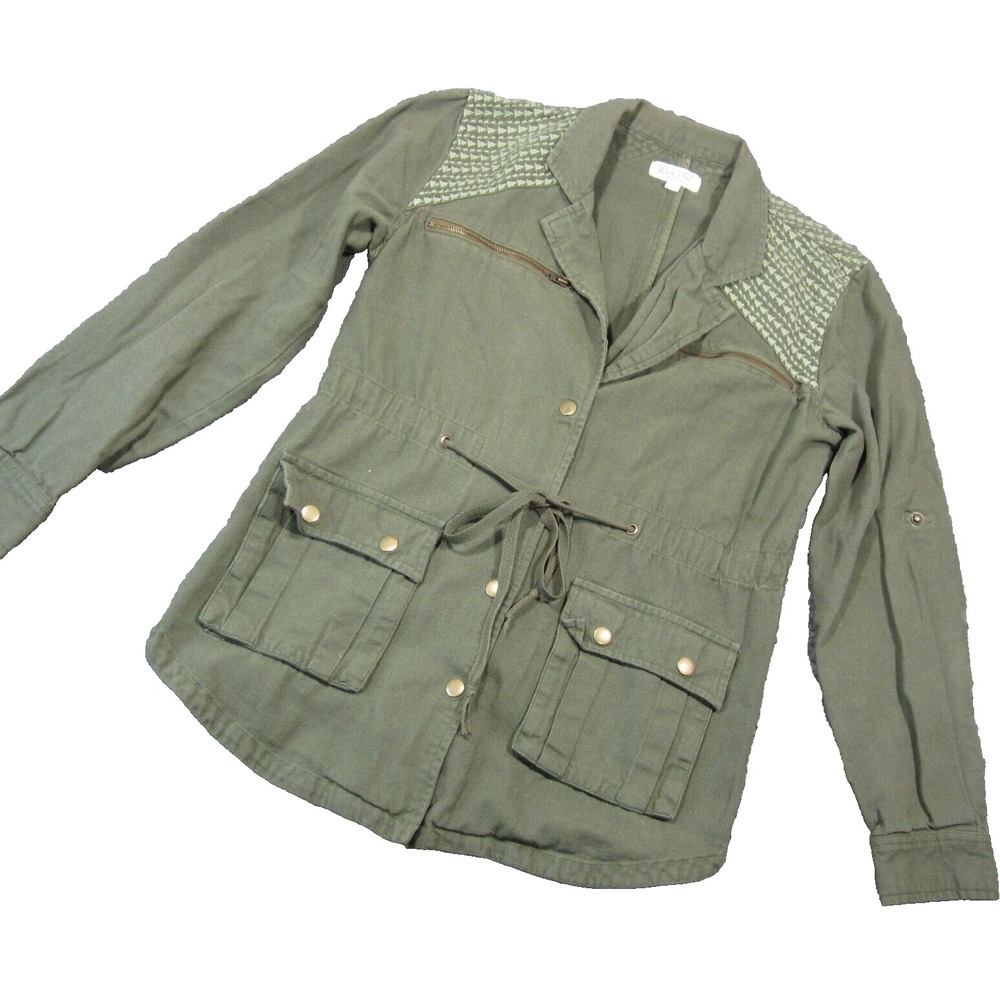 Resistol Apparel Safari Jacket‎ Womens S Olive Green Snap Embroidered Military